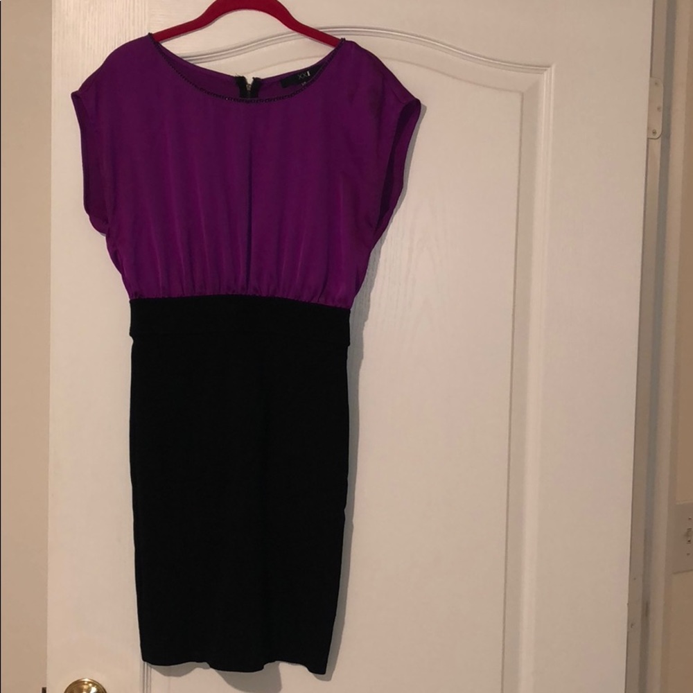 Magenta and Black Mini Dress
